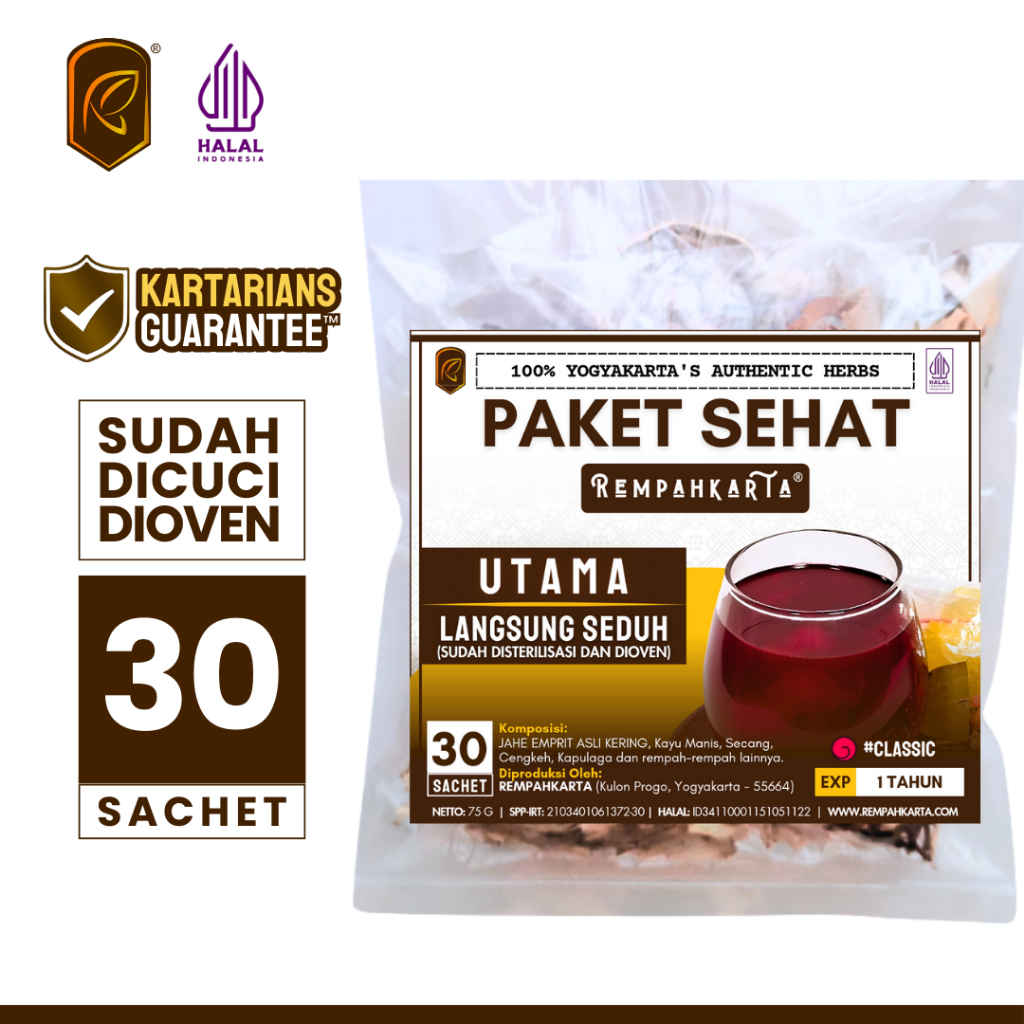 

REMPAHKARTA Paket Sehat Wedang Uwuh Utama (30 Sachet)