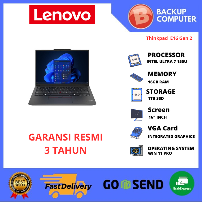 LAPTOP LENOVO THINKPAD E16 Gen 2 69ID INTEL ULTRA 7 155U 16GB RAM