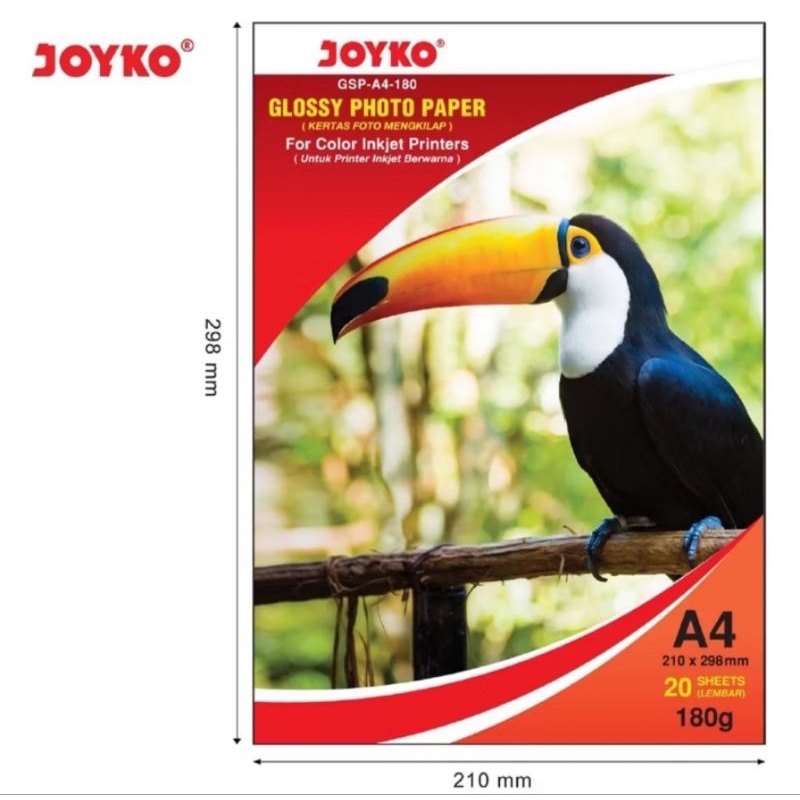 

KERTAS FOTO MENGKILAP/GLOSSY PHOTO PAPER JOYKO GSP-A4-180GR