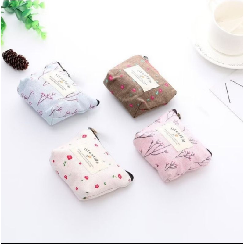 Pouch Dompet Koin Resleting Live Style Kanvas Dompet Serbaguna Sleting Motif