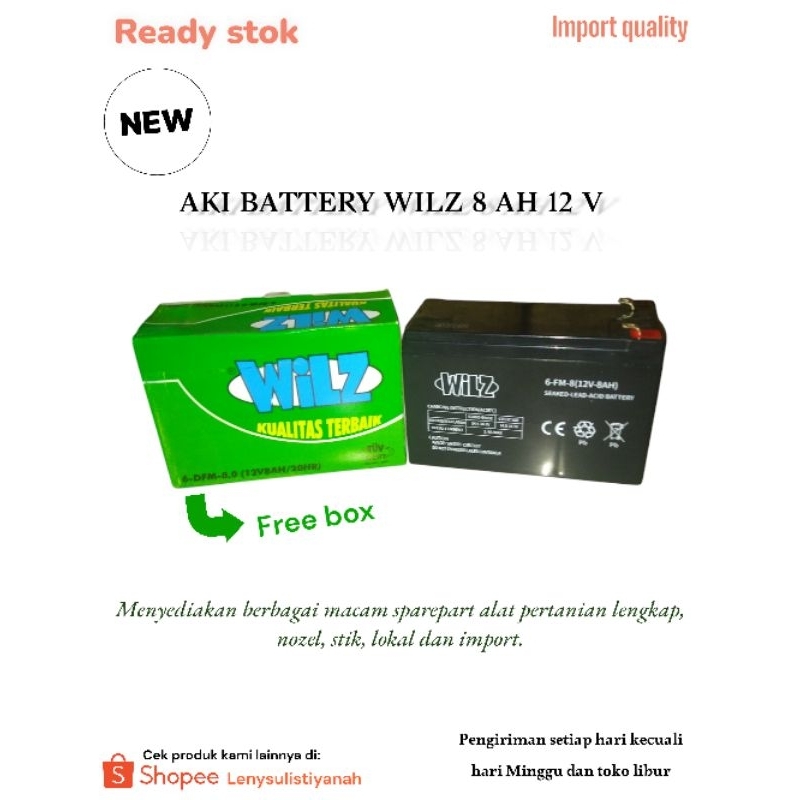 AKI WILZ 8 AH 12 V| AKI SPRAYER ELEKTRIK | AKI MOBIL MAINAN | AKI  SEPEDA LISTRIK DLL
