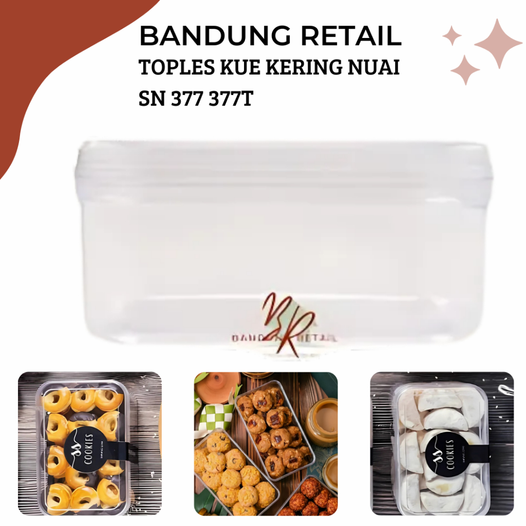 Toples Persegi Panjang Nuai SN 377 SN 377T / Toples Kue Kering / Nastar / Kastengel / Putri Salju FR