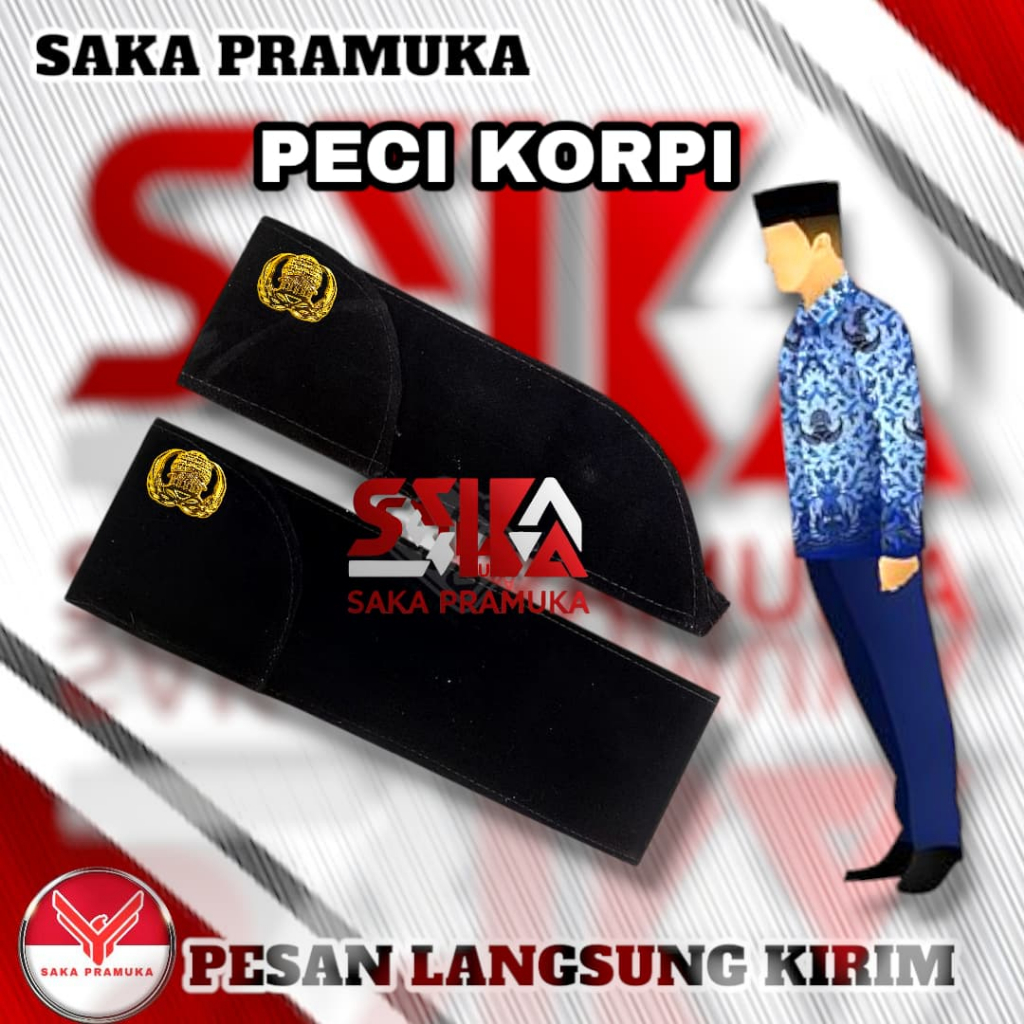 Peci kopyah songkok hitam polos + pin korpri