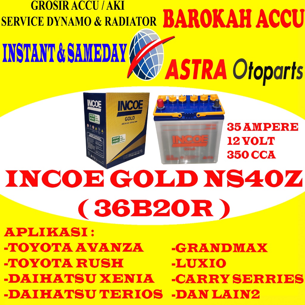 AKI MOBIL INCOE GOLD NS40Z / 36B20R , 35 AH ASTRA OTOPARTS