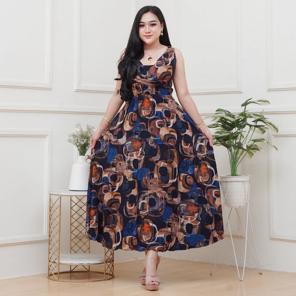 Daster Yukensi Kekinian Tanpa Lengan Katun Rayon Viscose Premium Smoke Kerut Dada