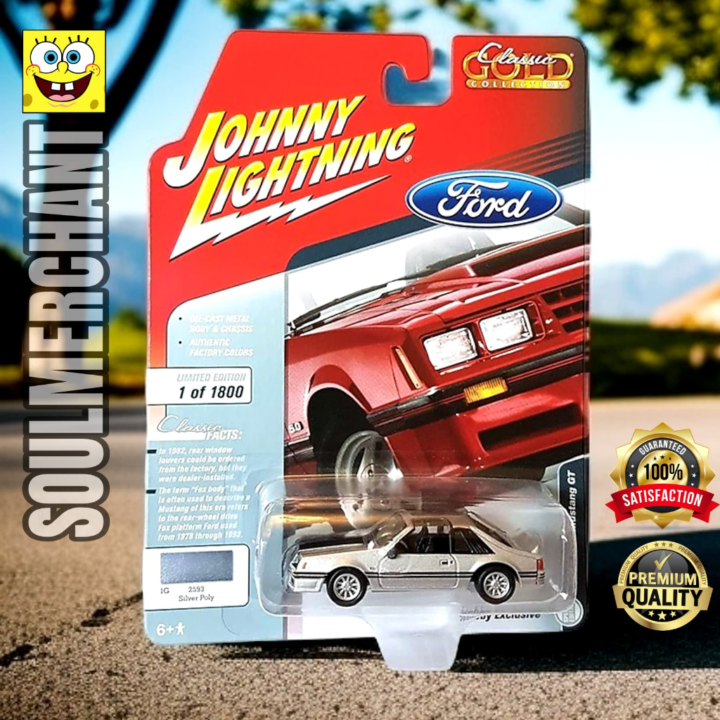 Johnny Lightning 1982 Ford Mustang GT Silver Diecast Muscle Car