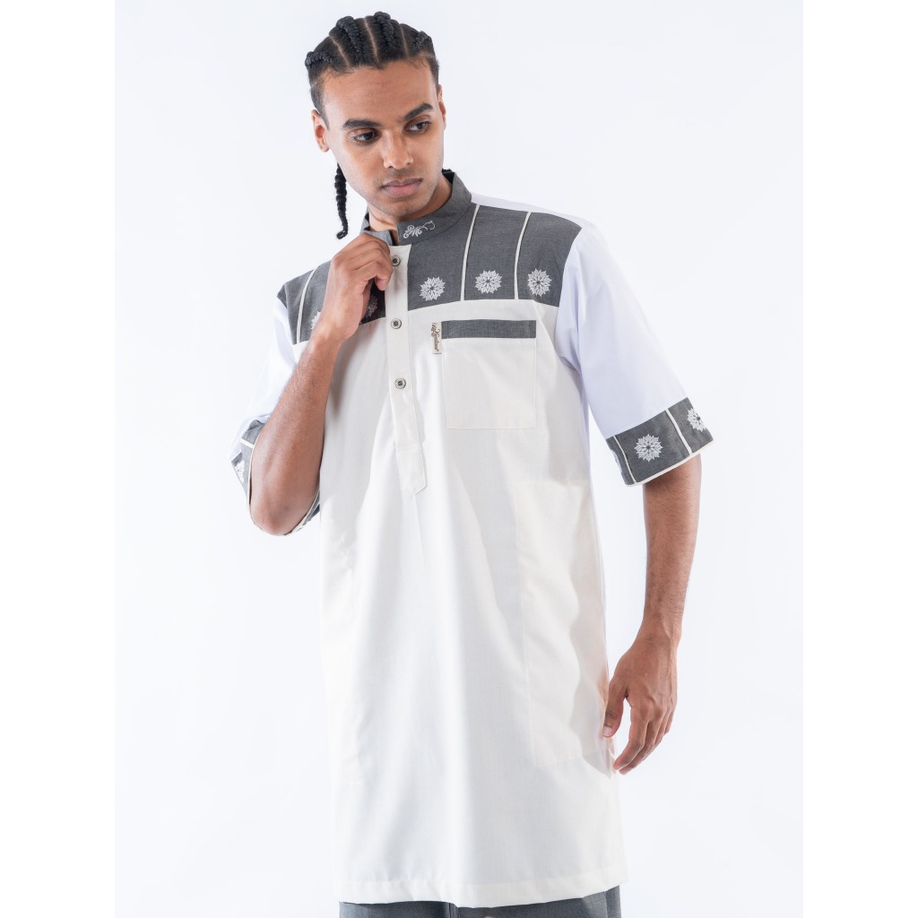 KAMILIANO Kurta Lengan Pendek Pria TABISH - BROKEN WHITE