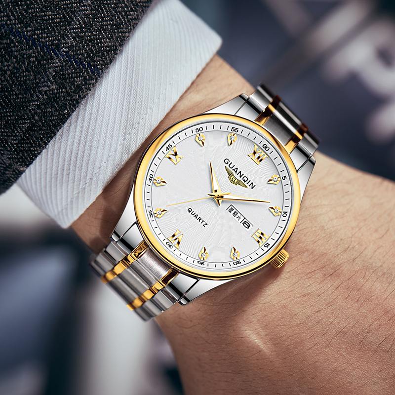 【GUANQIN】 Jam Tangan Pria/Cowok 38mm ORIGINAL Luxury Waterproof/Tahan Air (2 pilihan Tali) GS19199
