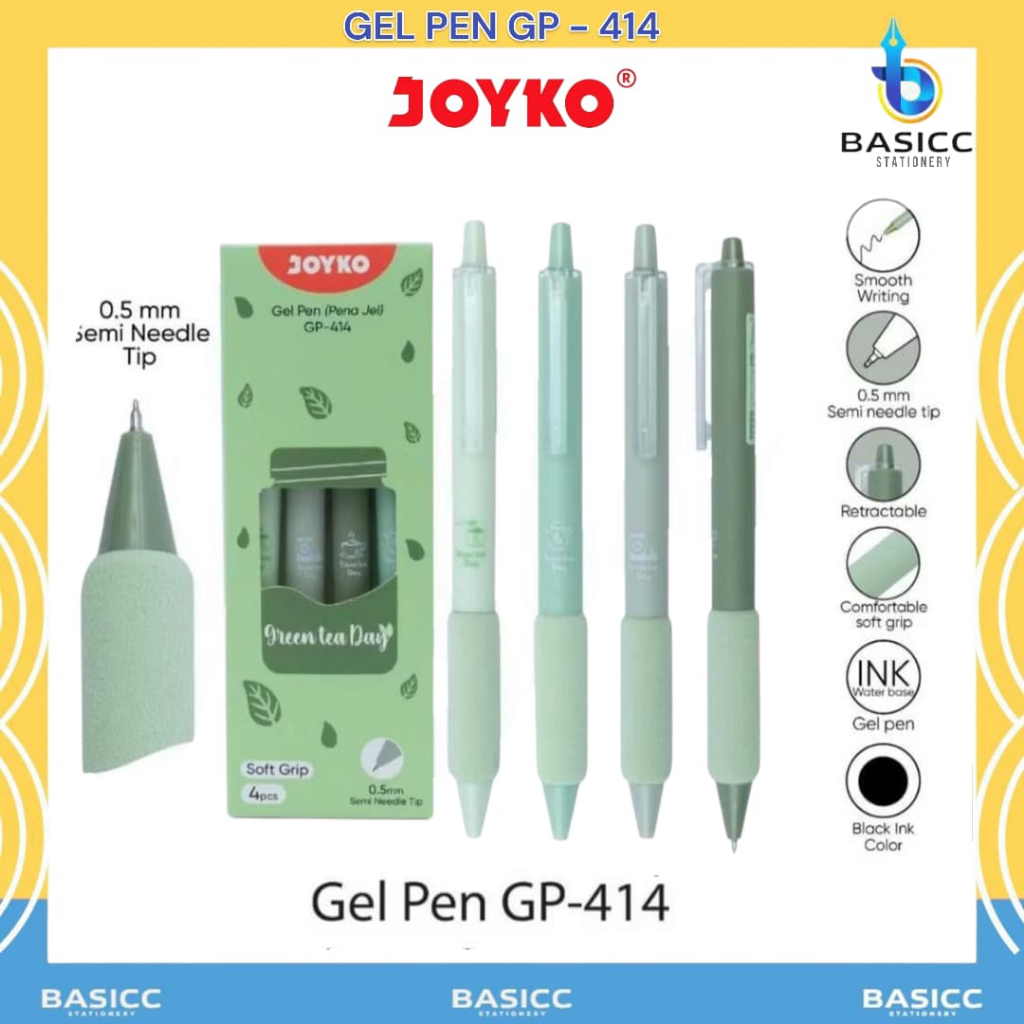 

Joyko Gel Pen Pena 0.5mm GP-414 Green Tea Day | @1Ktk=4 Pulpen