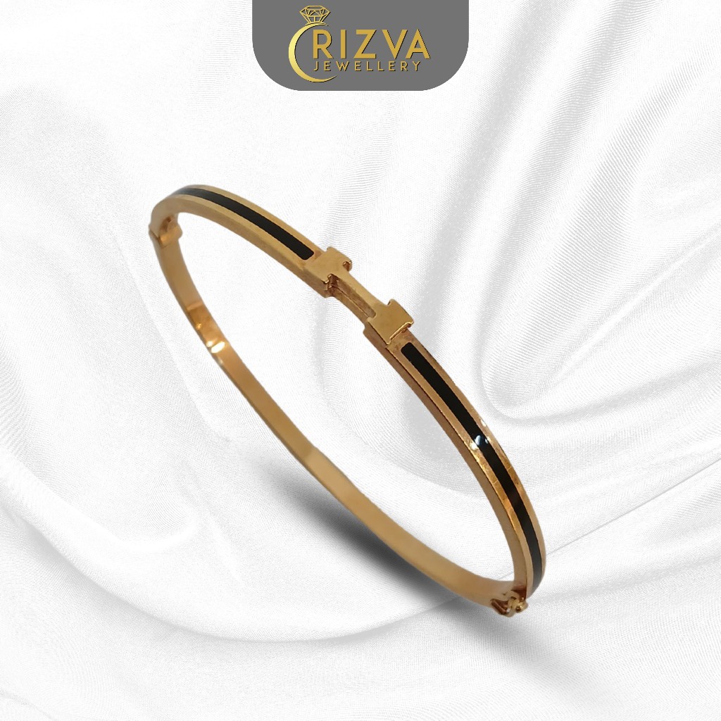 Gelang Emas Oval Huruf H Gold Kadar 8K Rizva jewellery