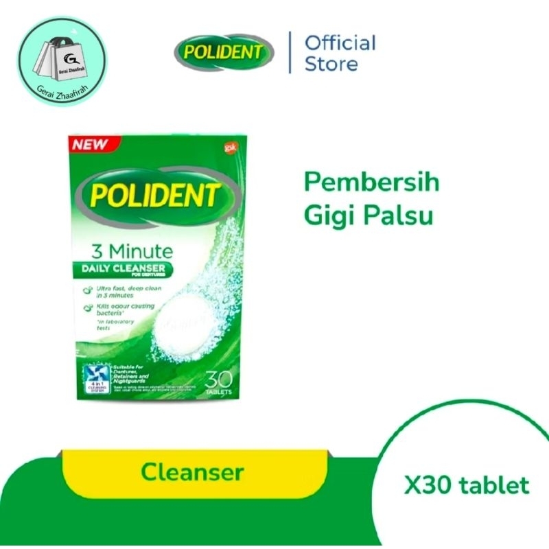 Polident cleanser 30 tablet pembersih gigi palsu