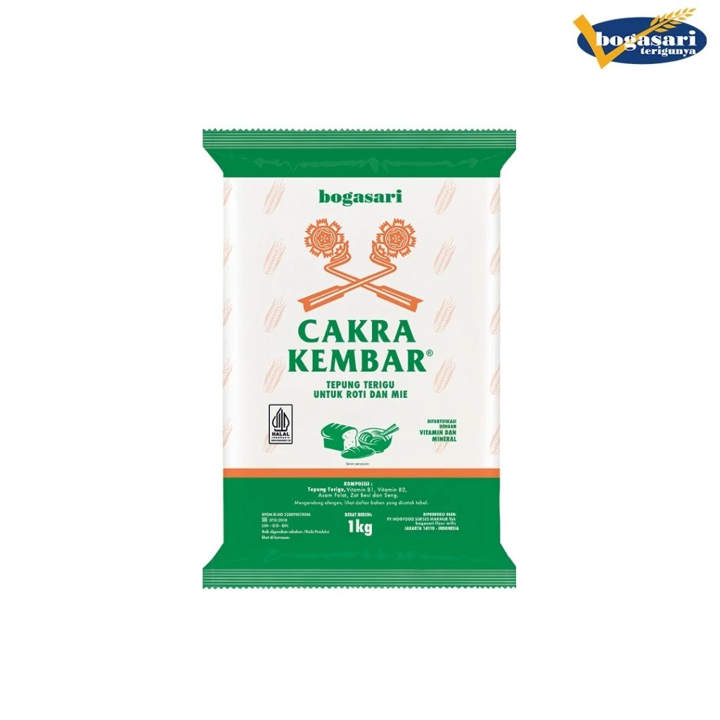

Tepung Terigu Cakra Kembar Bogasari 1 kg Protein Tinggi
