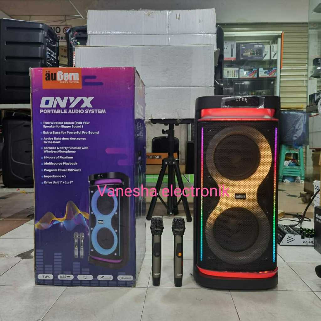Speaker Aktif Portable Aubern Party Box Onyx Bluethooth Original