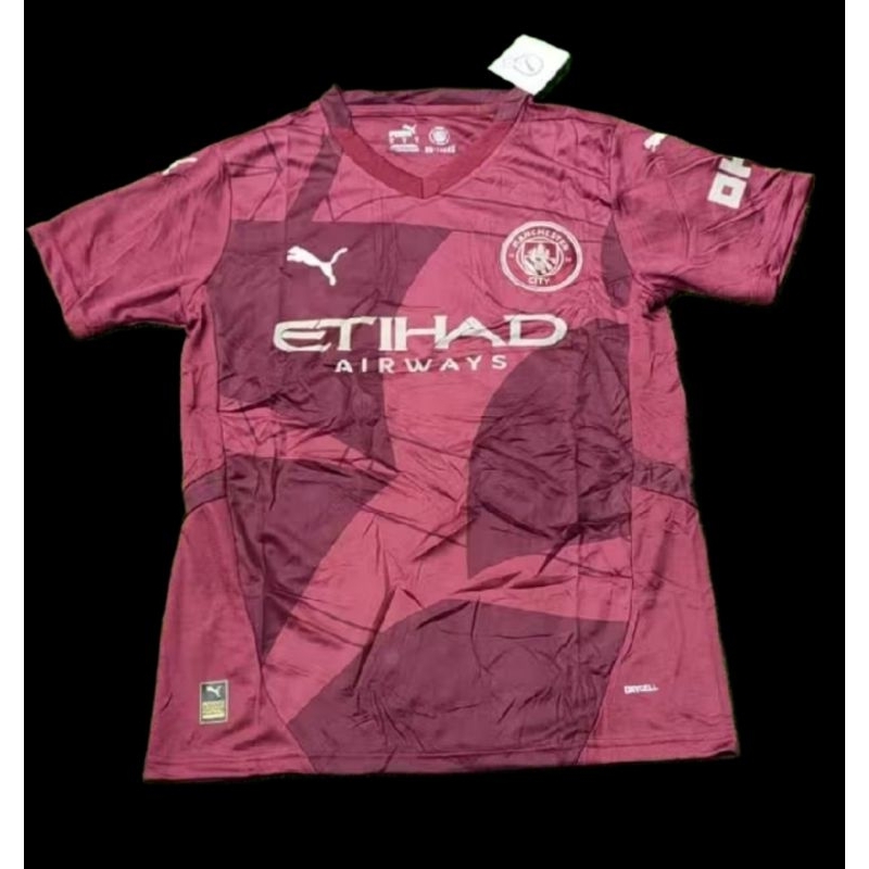 Jersey Bola City Man.City Maroon 3rd New EPL 2024/2025 Grade ORI GO