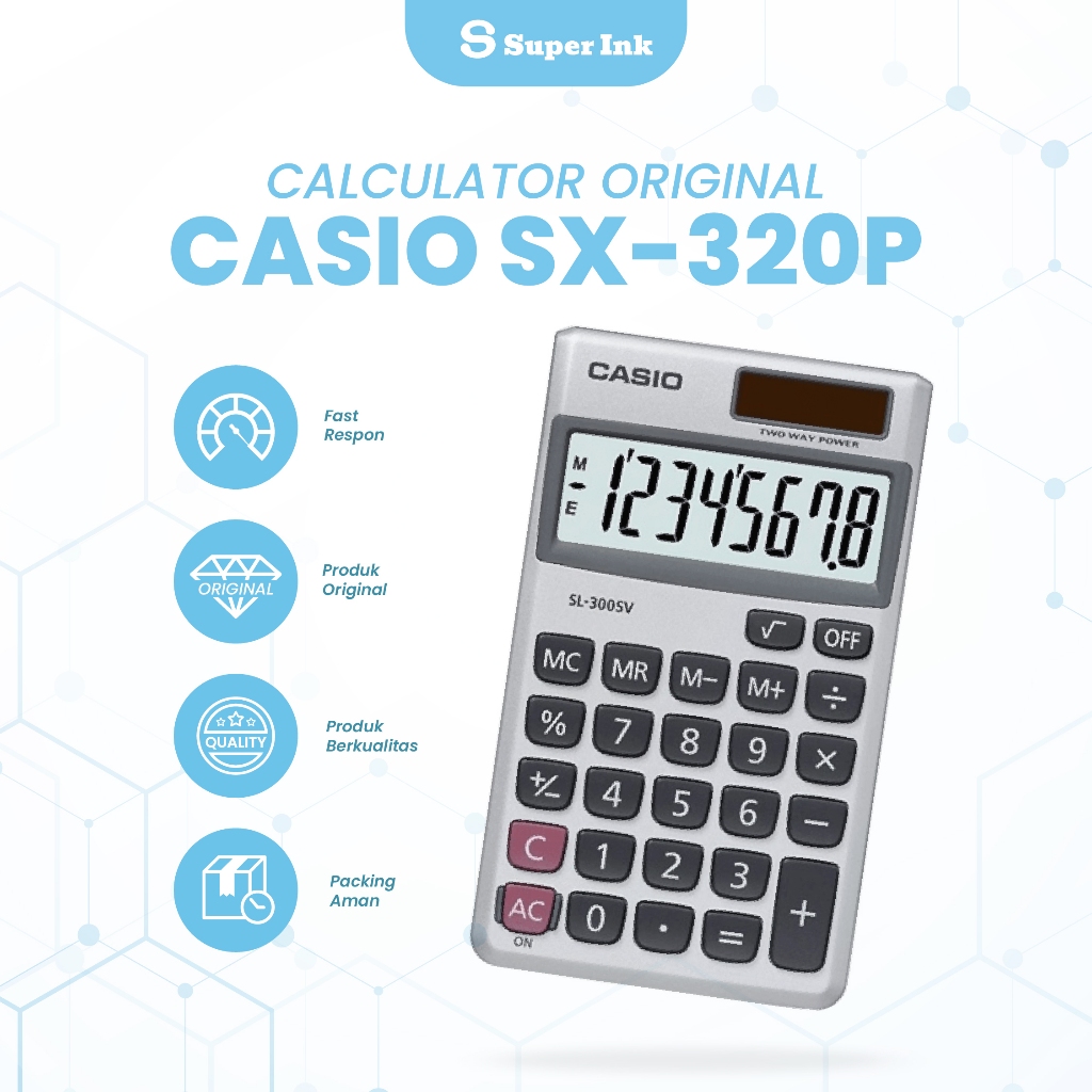 

Kalkulator Casio SX-320P Kalkulator Saku Portable 12 Digit mini