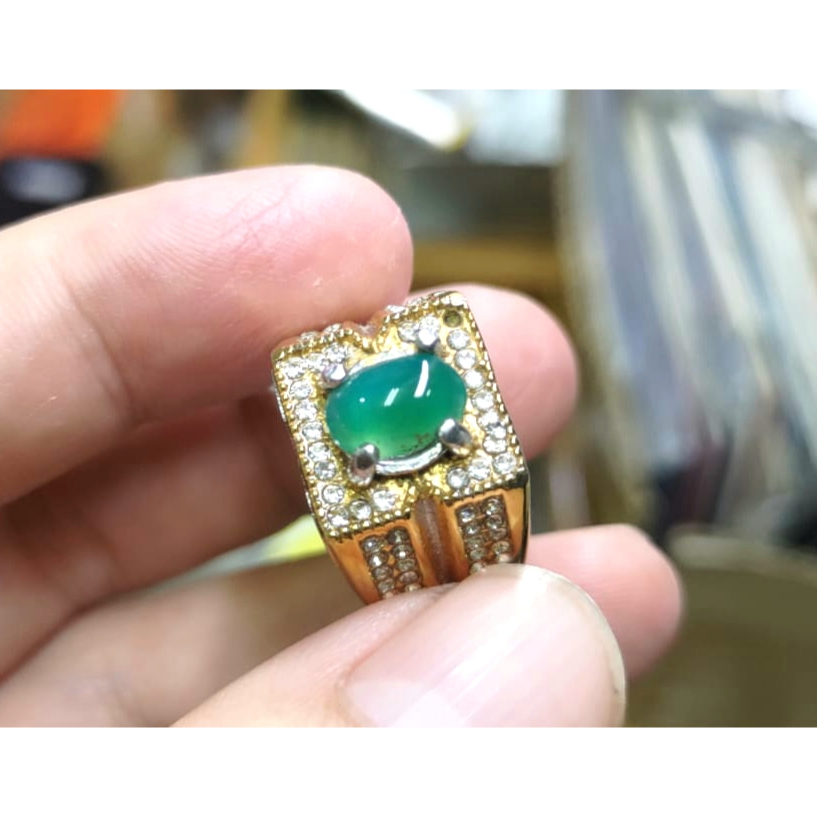 Cincin Batu Bacan Doko Hijau Botol BC114 Size Kantoran Istimewa