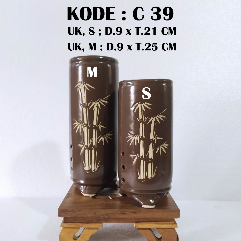POT KERAMIK BONSAI CASCADE BULAT ( KODE POT C39 )
