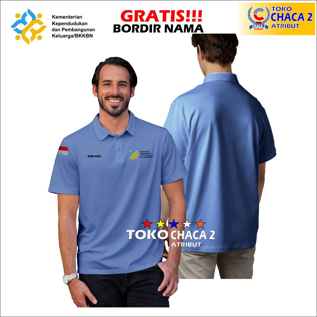 kaos kerah kemendukbangga/bkkbn logo terbaru / kaos polo katun kementerian kemendukbangga/bkkbn leng
