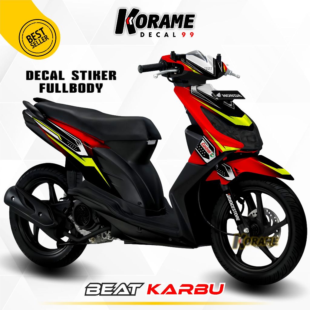 Decal Stiker Full body Beat Karbu Racing Series Warna Merah