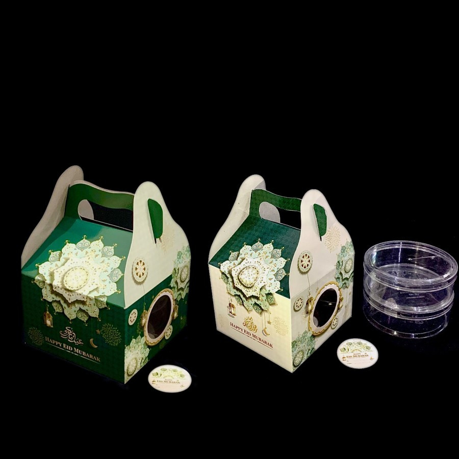 

( 10pcs ) Box jinjing lebaran idul fitri 13x13x10 cm kotak kue nastar dus packaging 2 toples 250gr