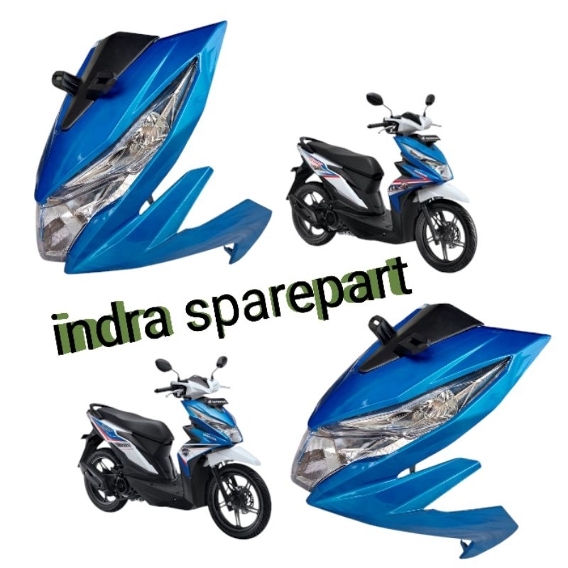 Full Set Tameng Panel Body Depan Honda Beat Esp Beat Eco 2016 2017 2018 2019 Warna Biru