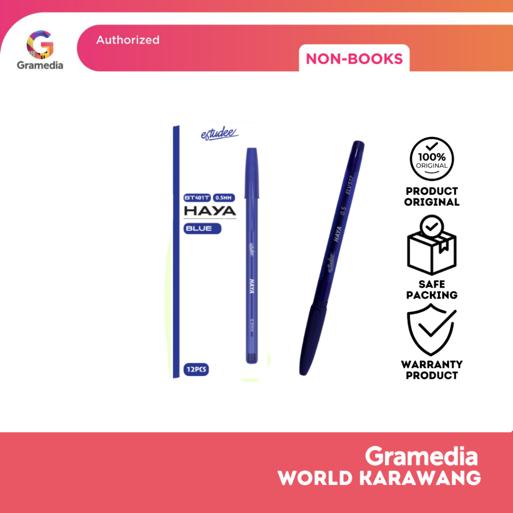 

Gramedia Karawang - Estudee Haya Ballpointlv 0.5 Box/12 Blue Elv517