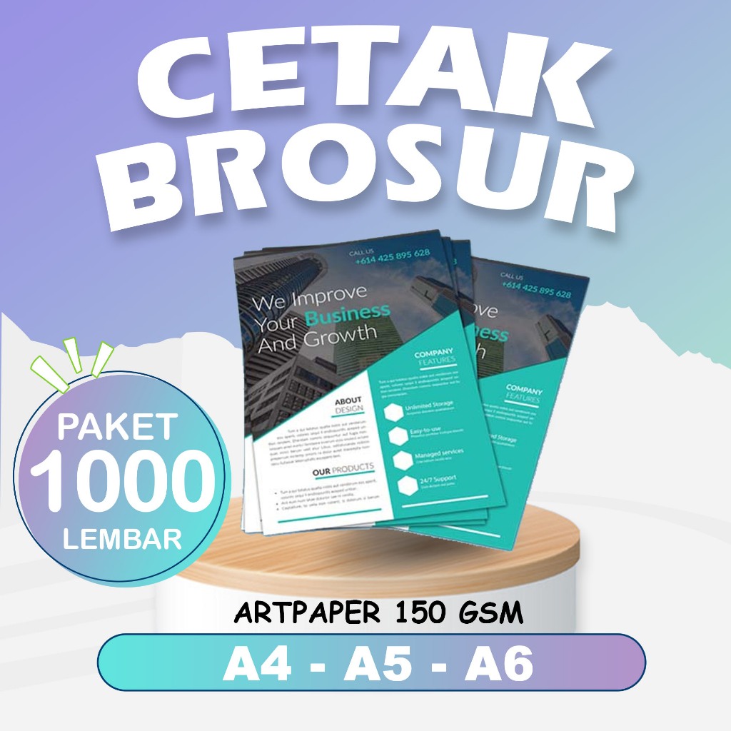 

Cetak Brosur A5 / A4 / A6 1000 LEMBAR 1 SISI / 2 SISI
