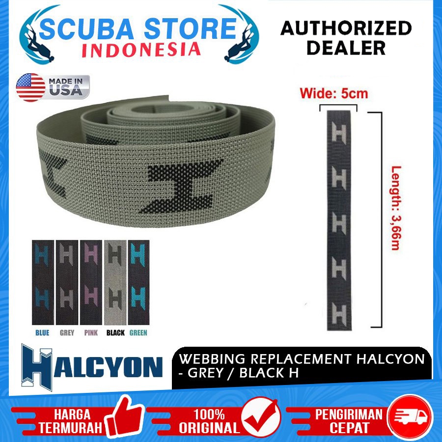 Webbing Replacement BCD Halcyon Grey/Black H Nylon For Secure Harness (No Hardware) BCD Donut Wing S
