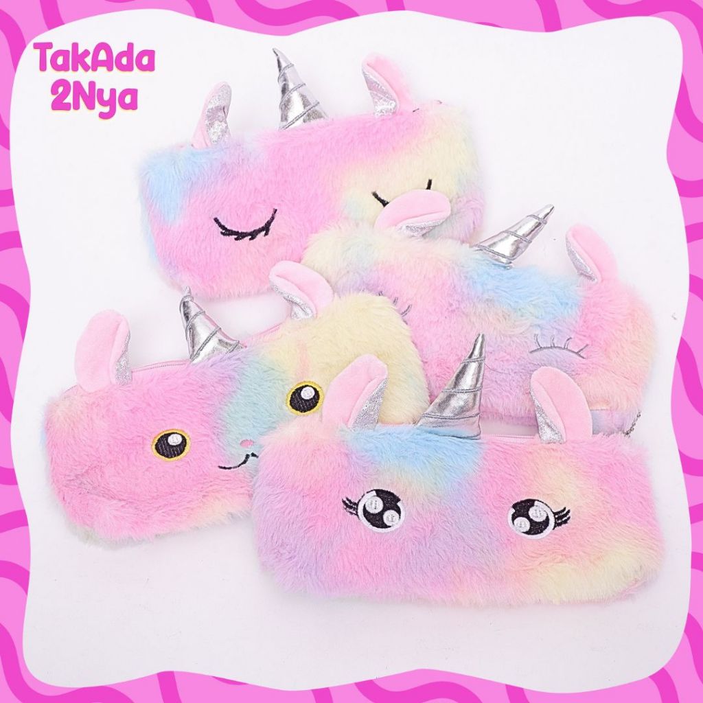 

Kotak Pensil Bulu Unicorn Muka Mata Wajah Kuda Poni Wadah Pouch Makeup Kosmetik Pencil Little Pony