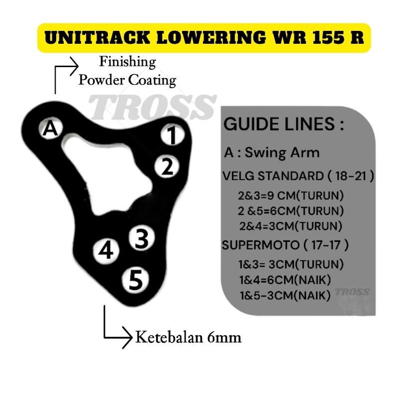 Peninggi dan penurun / lowering shock belakang Yamaha WR 155 R Unitrack WR 2in1