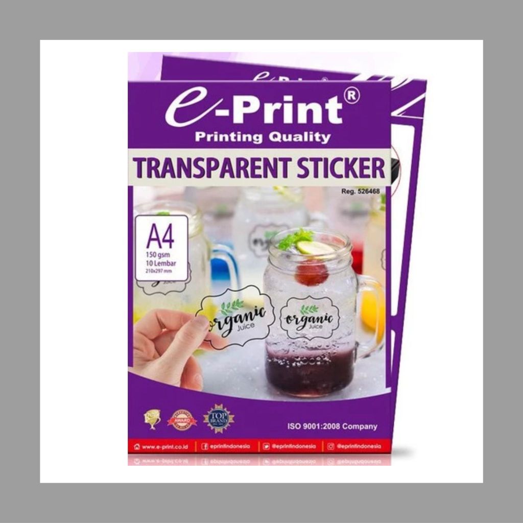

E-print Transparent Sticker Paper Transparan / Stiker Bening Logo Toko