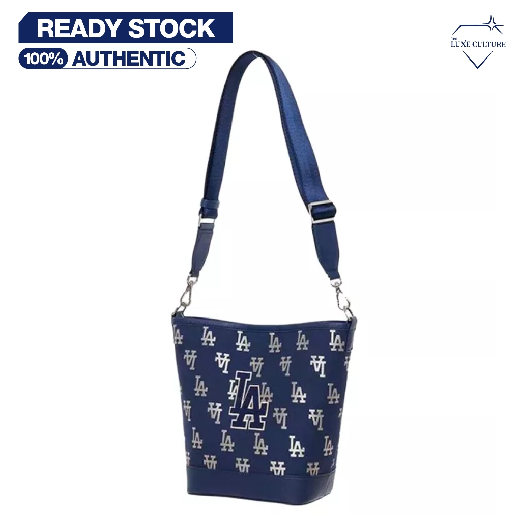 MLB Monogram LA Navy Bucket Bag