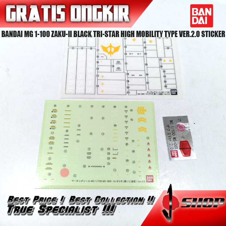 BANDAI MG 1/100 ZAKU-II BLACK TRI-STAR HIGH MOBILITY TYPE VER.2.0 STICKER MG1648