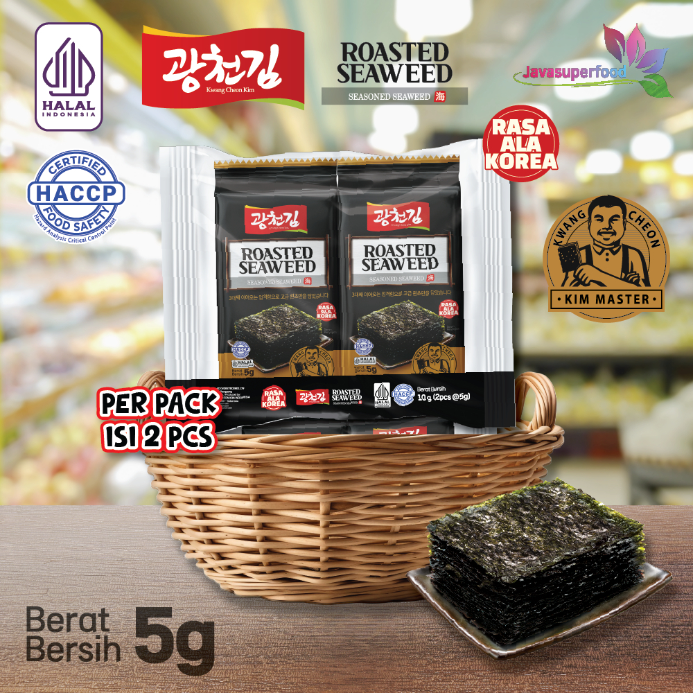 

(HALAL) ROASTED SEAWEED KWANGCHEON KIM 1 PACK 5G (ISI 2) / RUMPUT LAUT PANGGANG / NORI PANGGANG / NORI SNACK