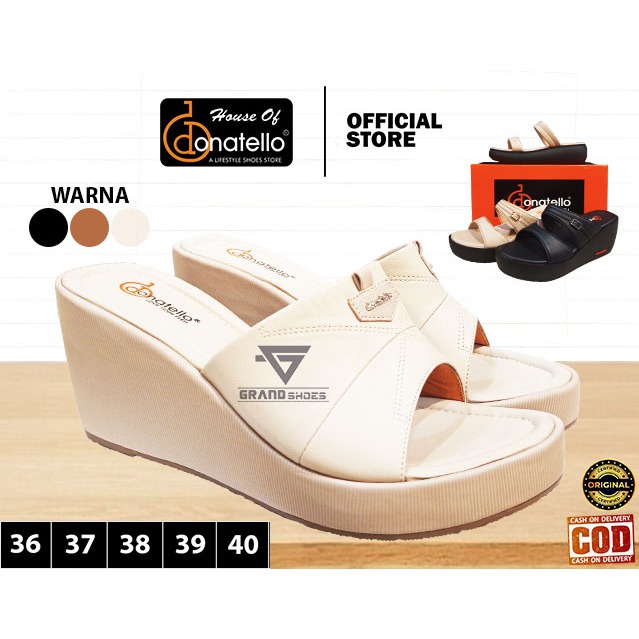 DONATELLO Sandal Wedges wanita Slop casual anti slip Original