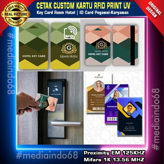 

Cetak ID CARD RFID Mifare 13.56MHz / Promixity 125 KHz Print UV 2 Sisi
