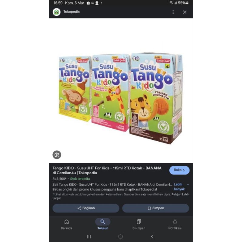 

susu tango kido all varian kemasan 115ml