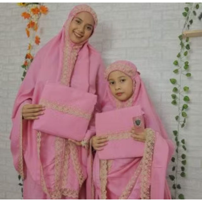 MUKENA COUPLE IBU DAN ANAK TK SD / MUKENA ANAK DAN IBU / MUKENA KAPEL IBU DAN ANAK / MUKENA COUPLE M