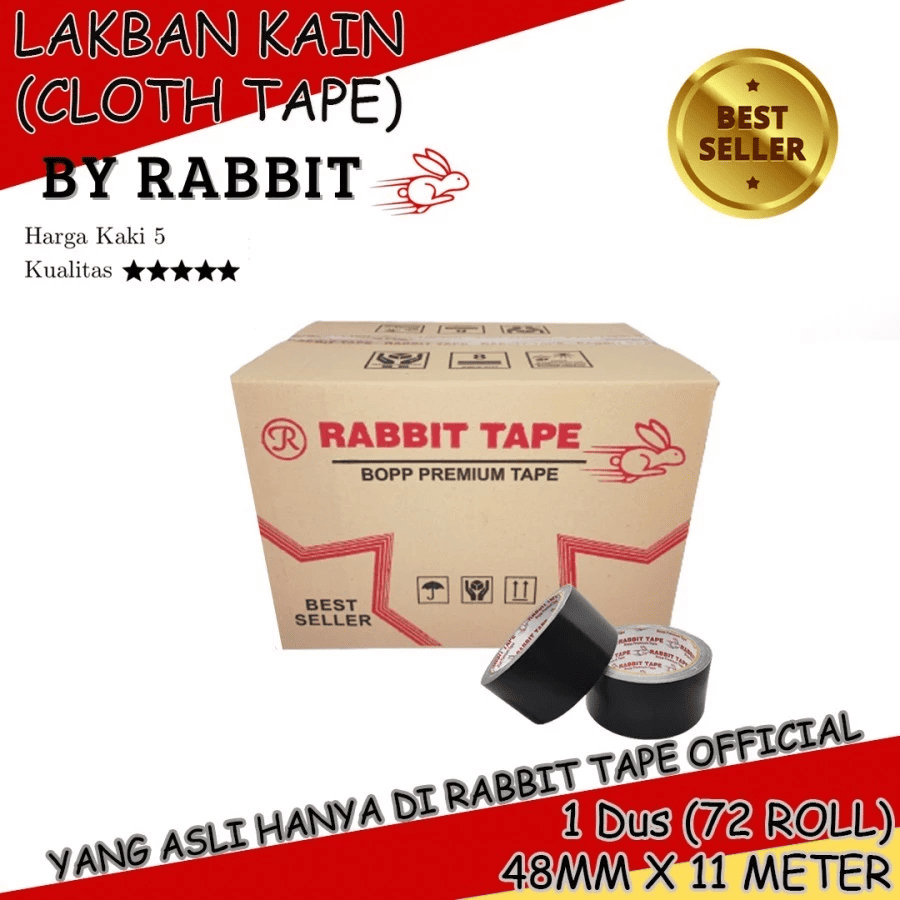 LAKBAN KAIN HITAM 2 inch 48mm x 11 Meter / CLOTH TAPE