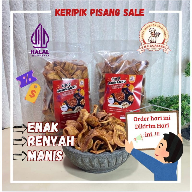 

Keripik Pisang Sale Kering Krispi 250gr | Sale Pisang Manis Garing 250gr 500gr 1kg