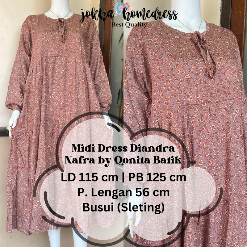 Dress Midi Diandra Clok ORI 100% Nafra by Qonita Batik Pekalongan