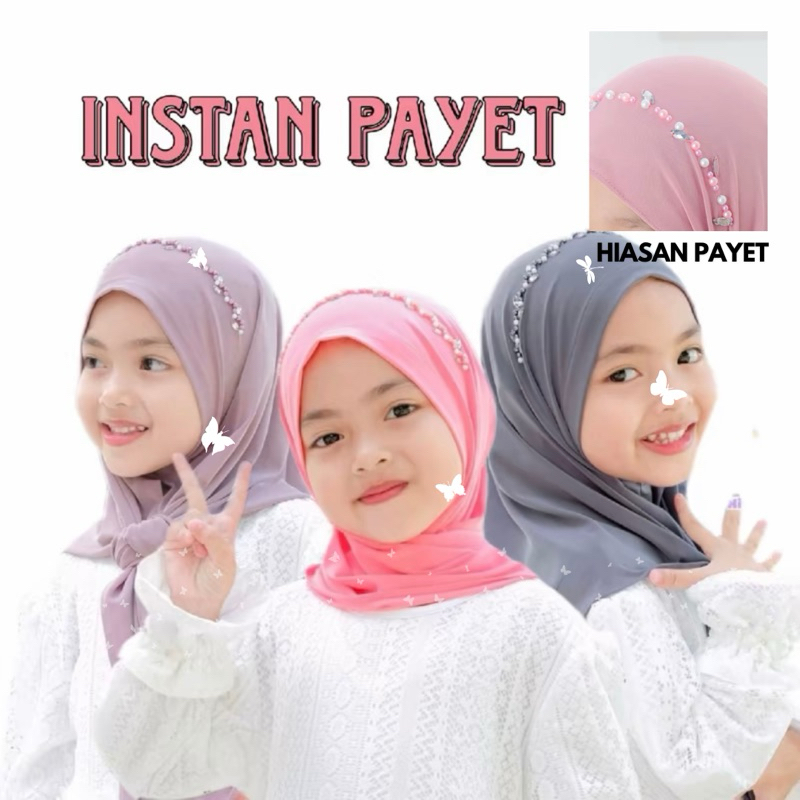 Kerudung Pashmina Anak Instant Payet Jilbab Anak Payet Balita Hijan Anak Payet