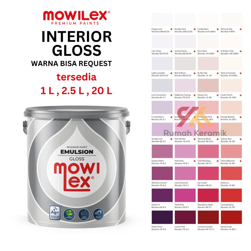 Mowilex Interior Paint Gloss 20 L | Cat Tembok Interior GLOSS / Cat tembok Interior KILAP / Cat Temb