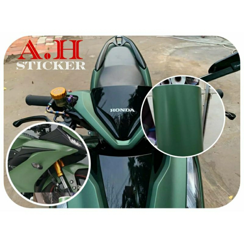 Skotlet Hijau Army Doff Stiker Skotlet Motor Hijau Glossy Stiker Doreng Loreng Army