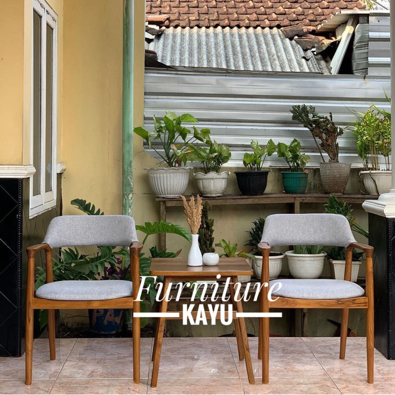 Set teras 2 kursi 1 meja minimalis kayu jati, meja teras kayu jati, kursi teras