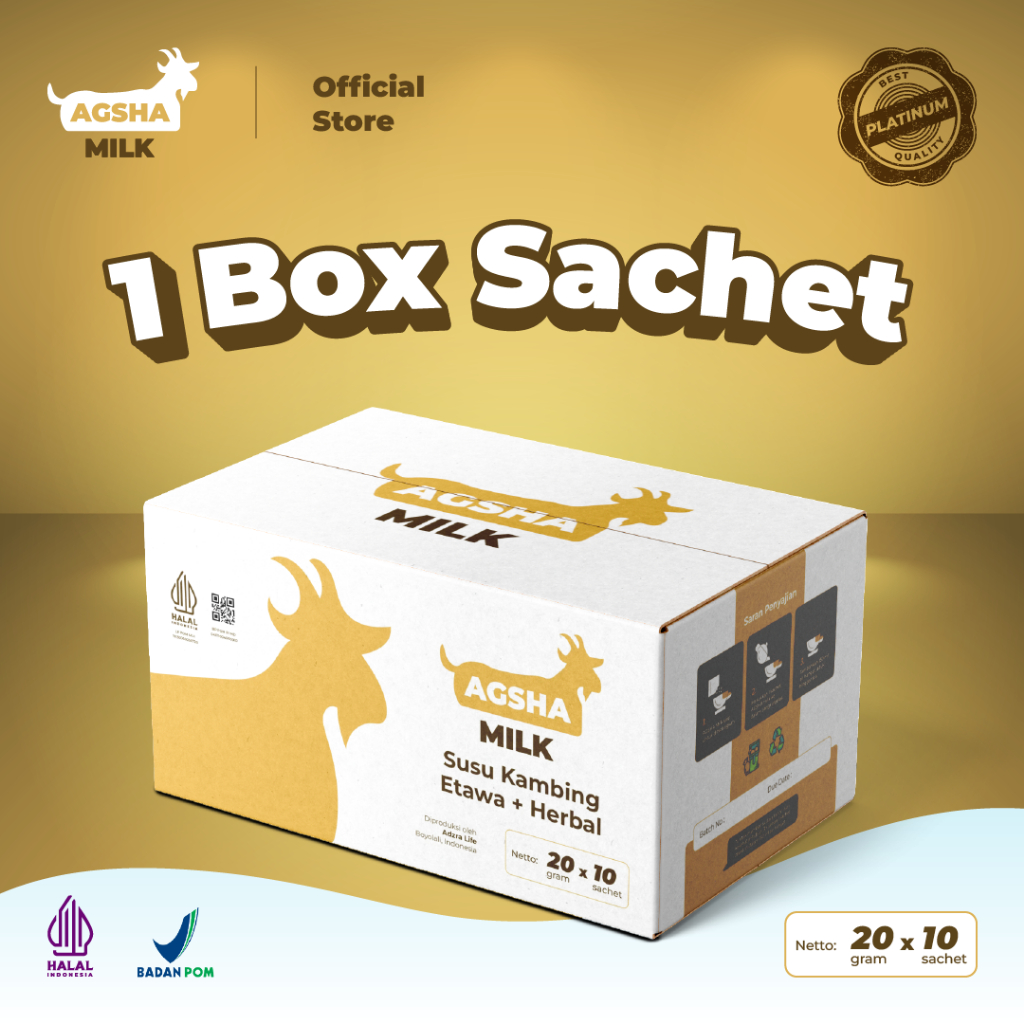 

Agsha Milk Susu Kambing Etawa Full Cream Paket 1 Box (1 Box isi 10) | Original 100% Murni Bubuk