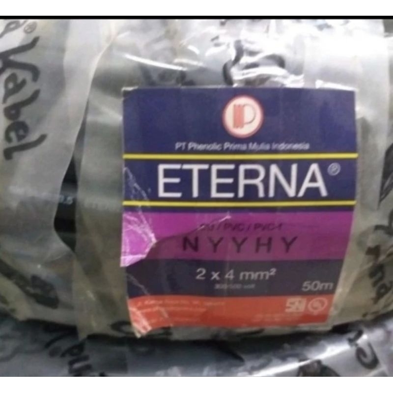 Eterna Kabel Listrik NYYHY 2x4 mm2 Hitam Serabut NYYHY 2 X 4 MM ( 50 Meter )