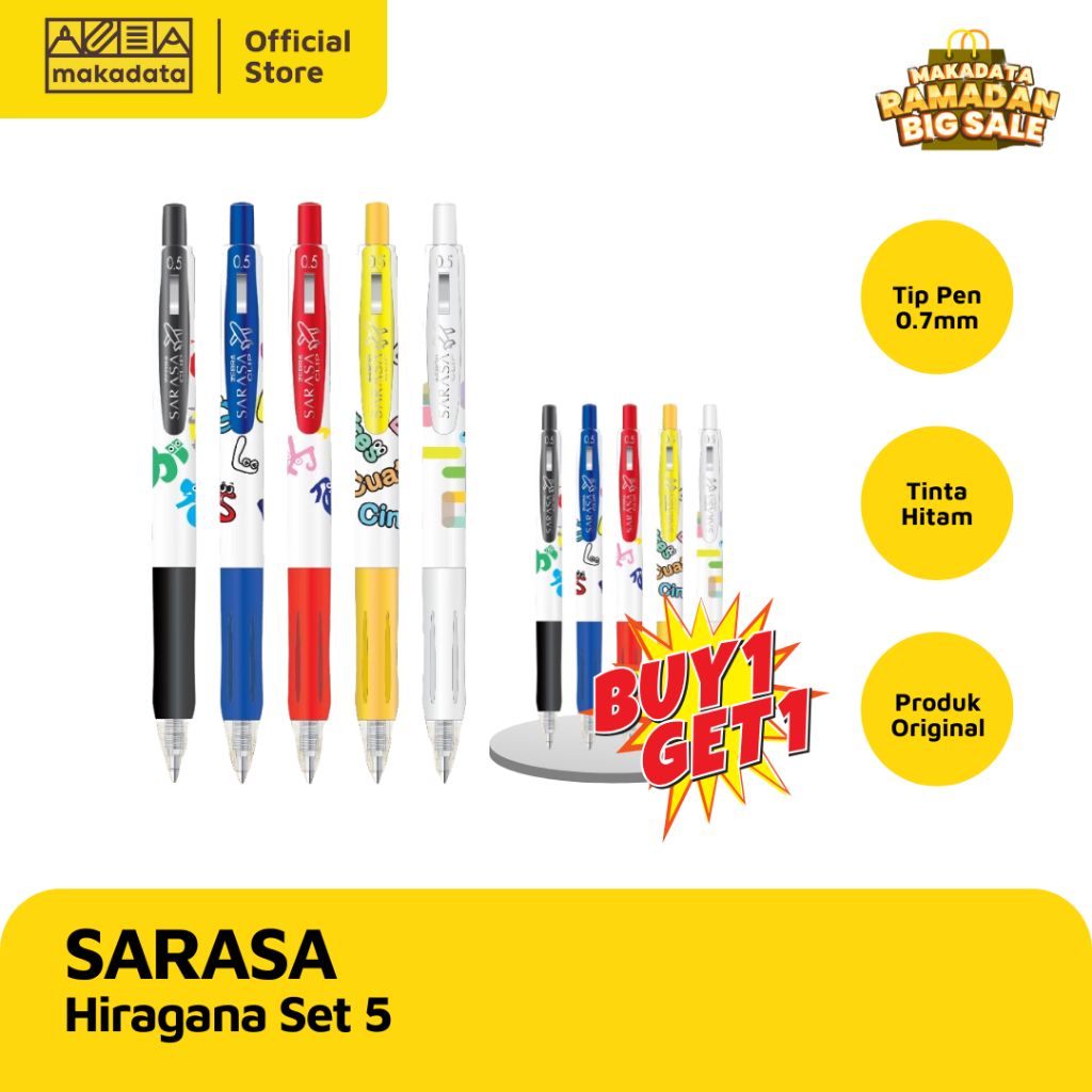 

PROMO ! BALLPOINT / BOLPEN / PULPEN ZEBRA SARASA 0.5 HIRAGANA (SET 5) BUY 1 GET 1