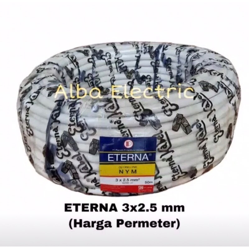 Jual Meteran/Eceran/Potongan - Kabel Eterna Tembaga ( Kabel Eterna 3x2,5mm ) NYM Kawat Tembaga