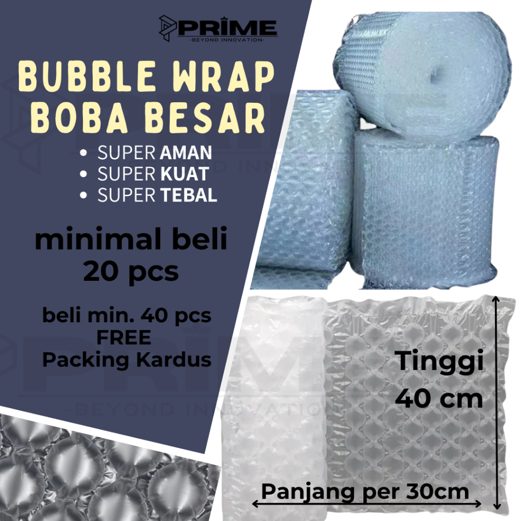 

BUBBLE WRAP BOBA BESAR - TINGGI 40CM X PANJANG 30CM - AIR CUSHION ROLL PACKING PAKET PACKAGING TEBAL - T40CMXP@30CM